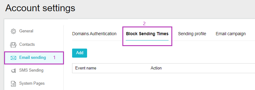 Block sending times