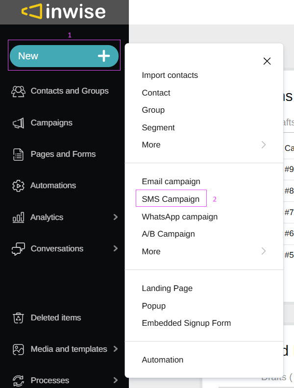 Create new sms campaign