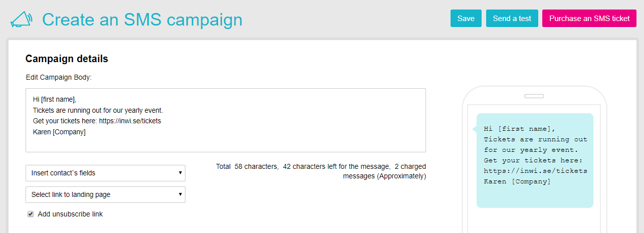 Feature - Create SMS campaign