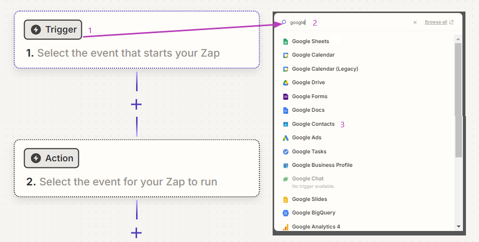 Zapier - Select a trigger - Google contact (1)