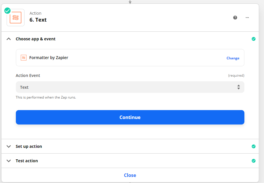 Zapier Action Mobile format