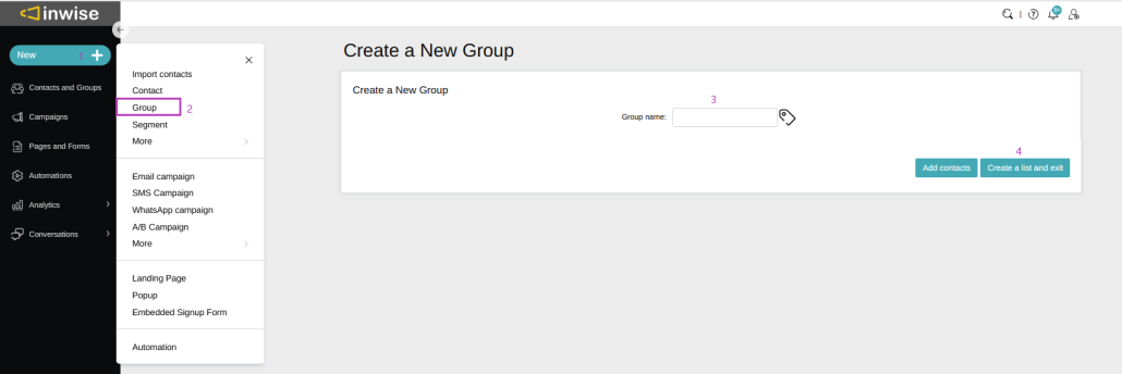 Create new contact group